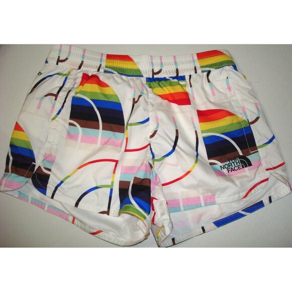 EUC Womens S The North Face SHorts Rainbow white Hydrenaline Pride Zip pocket